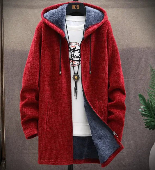 Jacket plus fleece hooded sweater coat men - SensorySoft