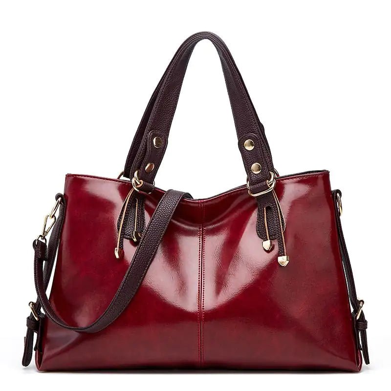 Kathie Leather Tote Purse - In Burgundy - SensorySoft