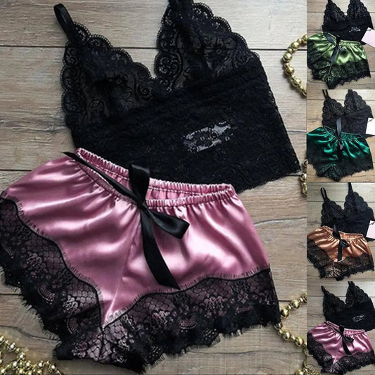 Lace Satin Sleepwear Set - SensorySoftShop