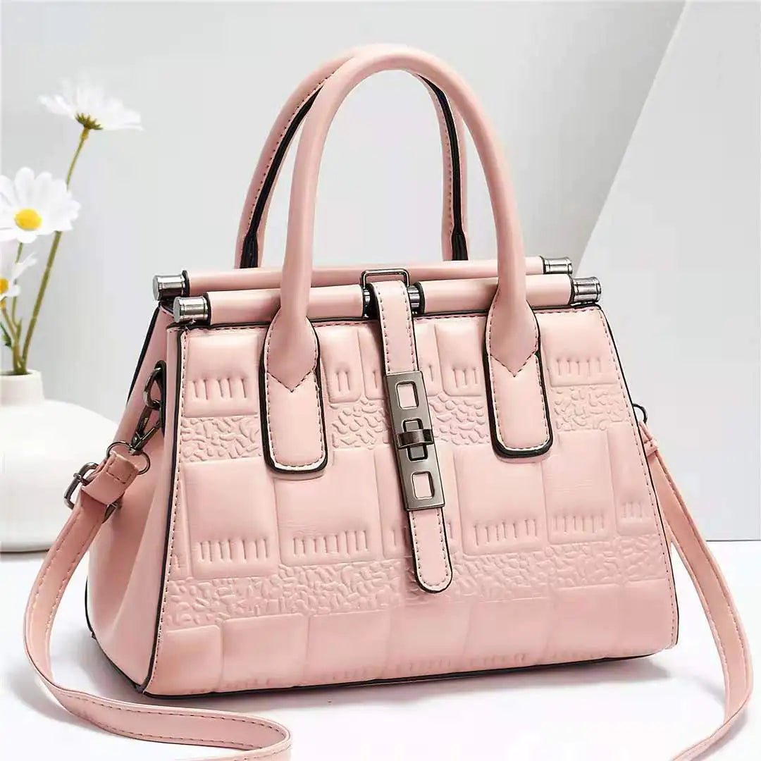 Leather Embossed Finish - Classic Business Handbags - Color Pink - SensorySoft