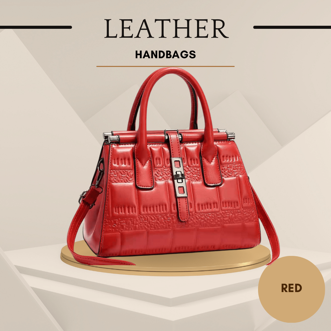Leather Embossed Finish - Classic Business Handbags - Color Red - SensorySoft