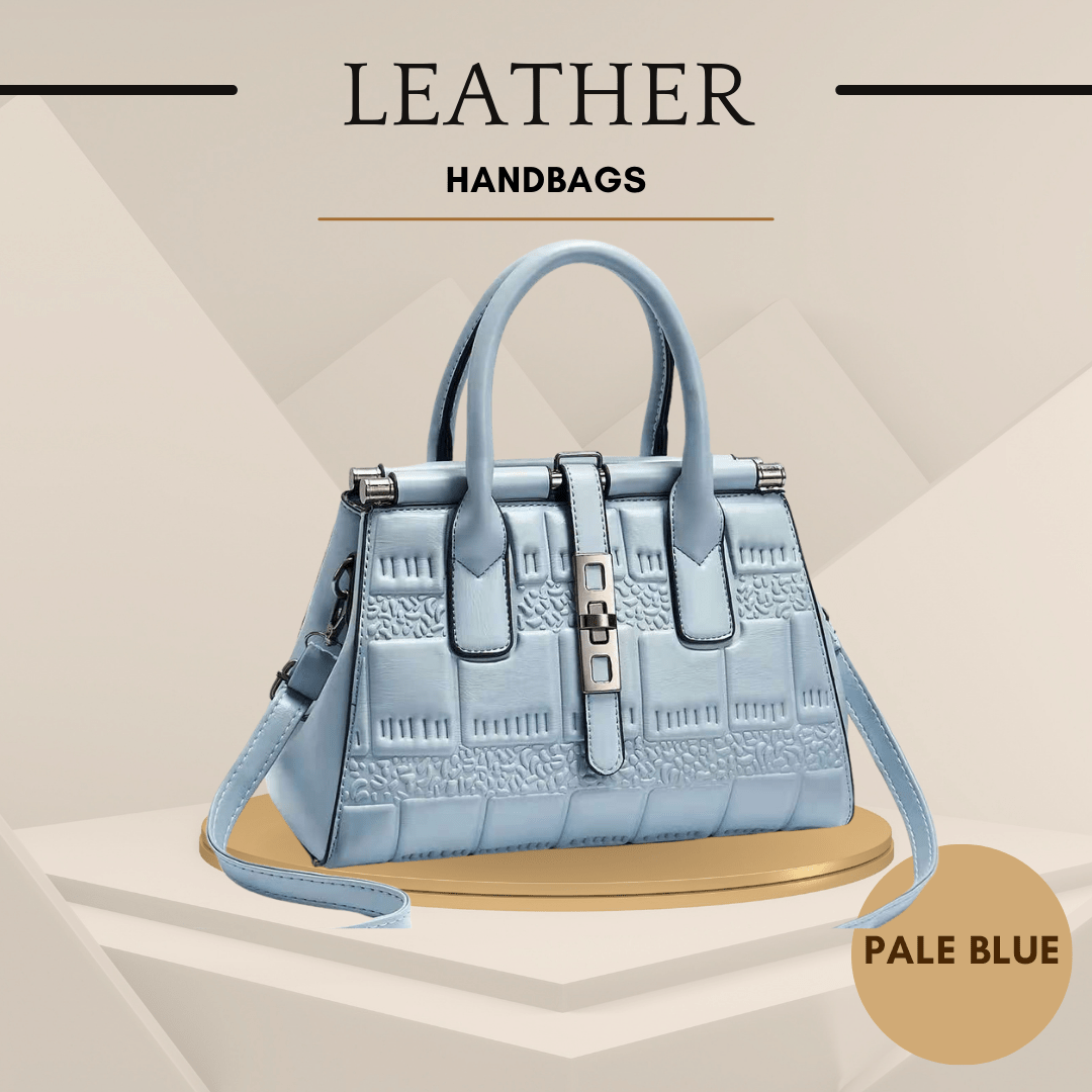 Leather Embossed Finish - Classic Business Handbags - Light Blue - SensorySoft