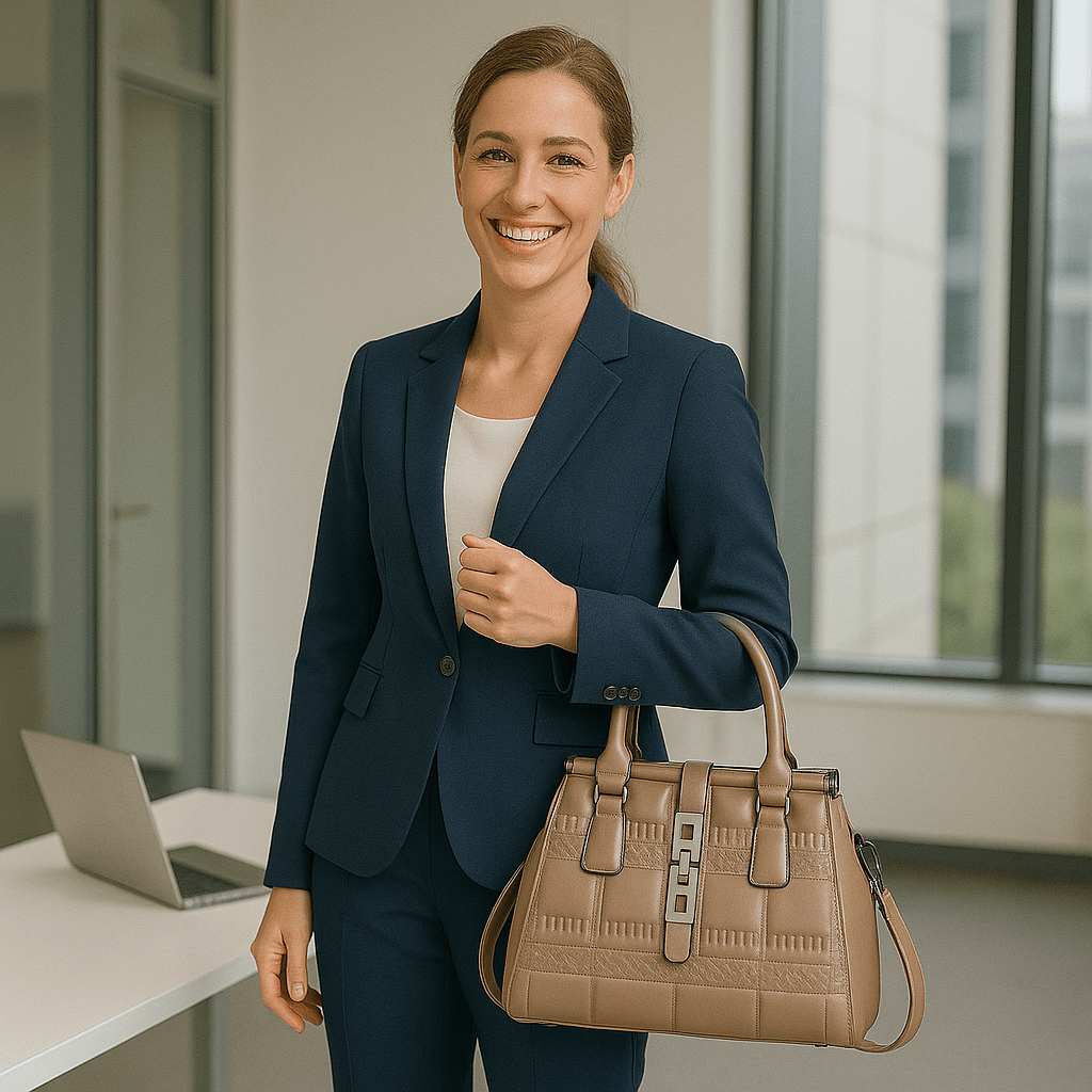 Leather Embossed Finish - Classic Business Handbags - Natural Yellow - SensorySoft