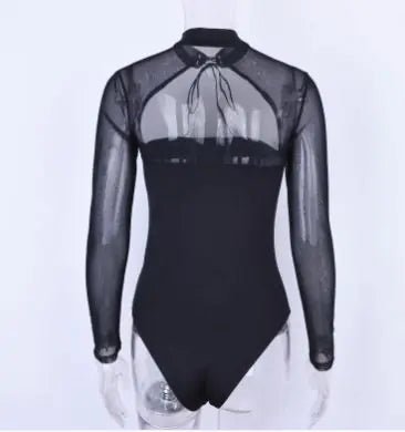 Long Sleeve Women's Sheer Lace Bodysuit - SensorySoft