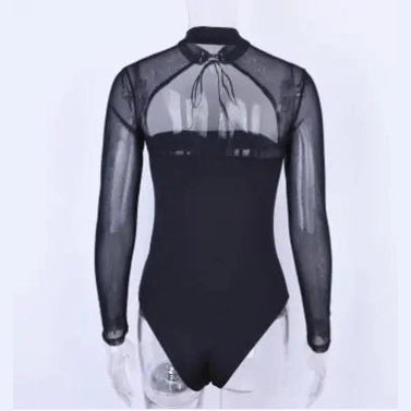 Long Sleeve Women's Sheer Lace Bodysuit - SensorySoft