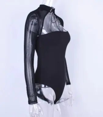 Long Sleeve Women's Sheer Lace Bodysuit - SensorySoft