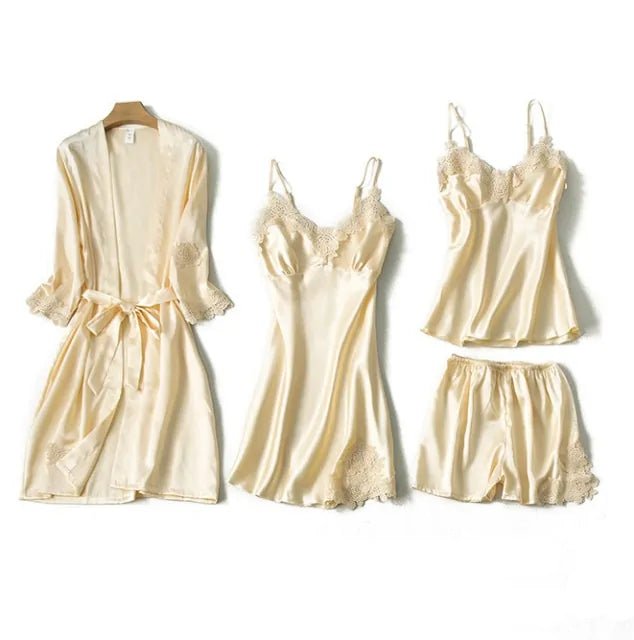 Luxuriate in Satin - 4 Piece Pajama Set - SensorySoftShop