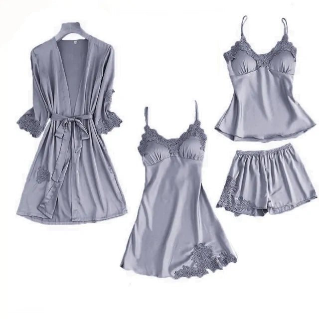 Luxuriate in Satin - 4 Piece Pajama Set - SensorySoftShop