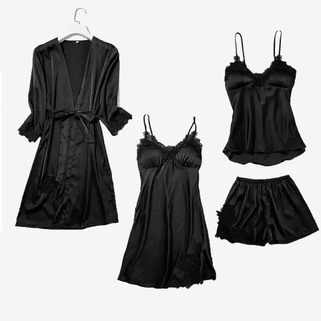 Luxuriate in Satin - 4 Piece Pajama Set - SensorySoftShop