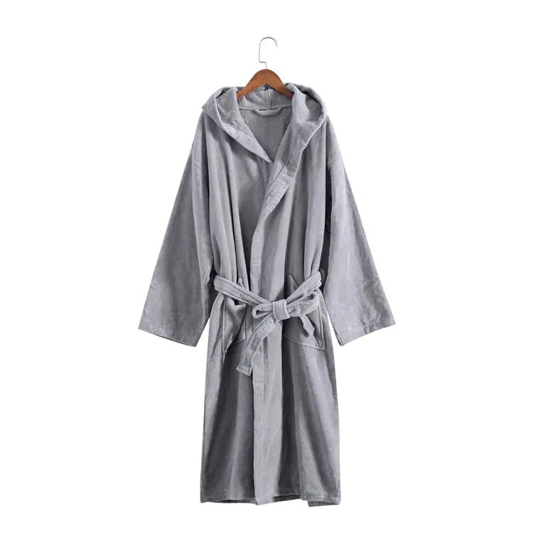 Luxury Cotton Bathrobe with Hood for Men and Women - SensorySoft