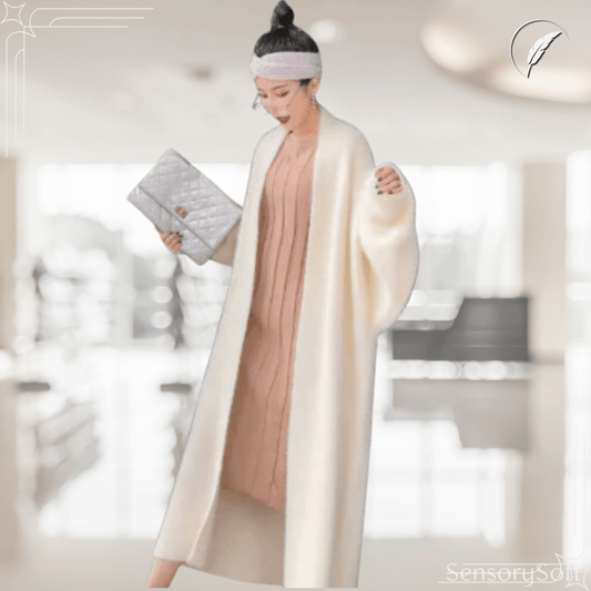 Luxury Oversized Rabbit Hair Long Cardigan – One Size Fits All - SensorySoft