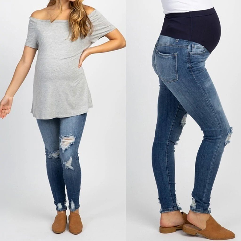 Maternity Ripped Jeans - Comfort for Mom's - SensorySoft