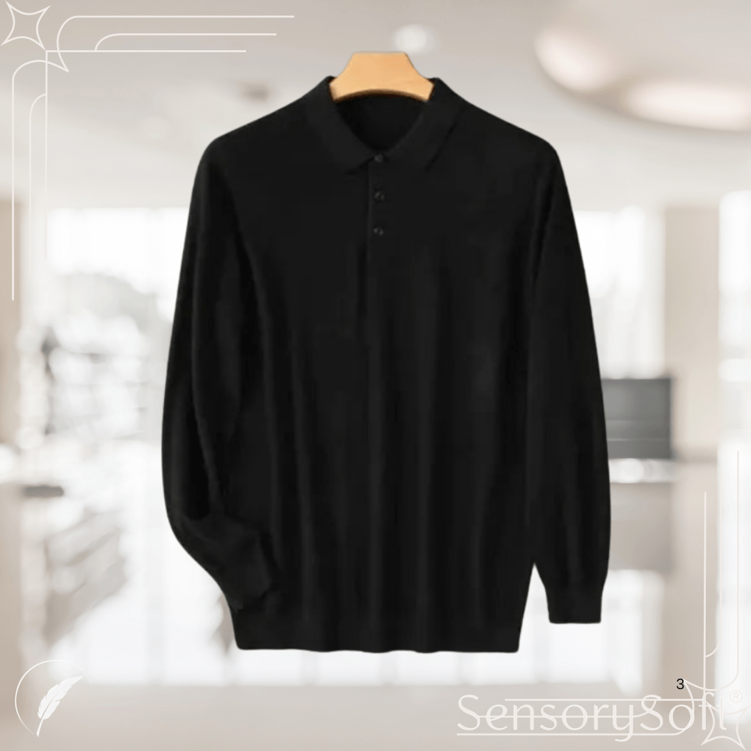 Men's 100% Pure Wool Long - Sleeved Knitted Shirt - SensorySoft