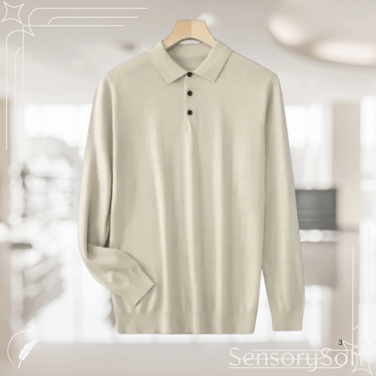Men's 100% Pure Wool Long - Sleeved Knitted Shirt - SensorySoft