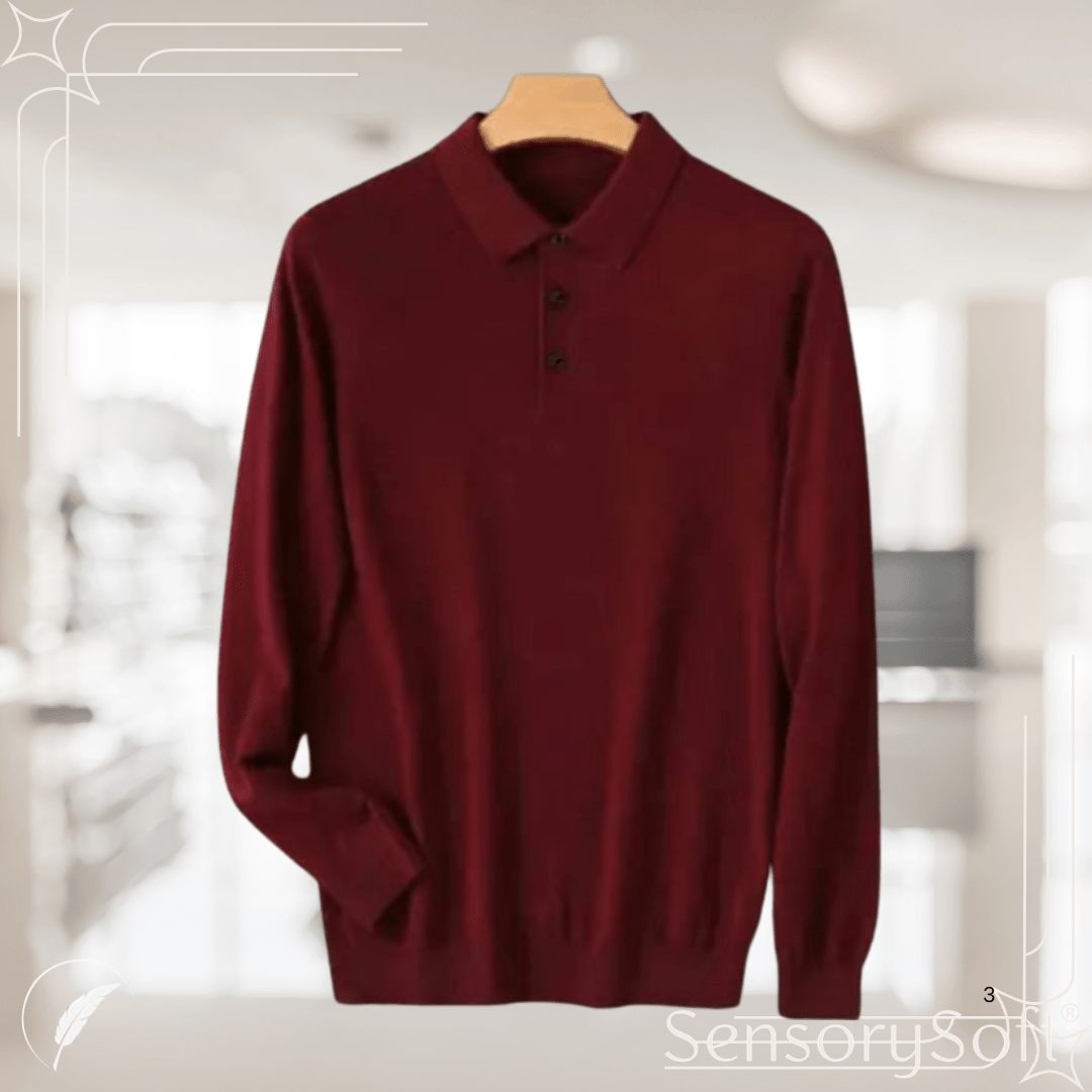 Men's 100% Pure Wool Long - Sleeved Knitted Shirt - SensorySoft