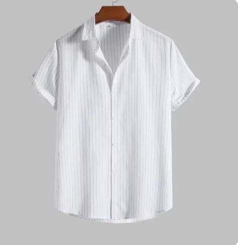 Men's Casual Striped Shirt Short Sleeve Turn - down Collar Tops - SensorySoft