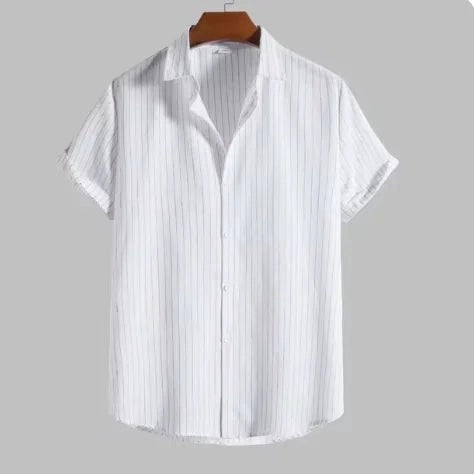 Men's Casual Striped Shirt Short Sleeve Turn - down Collar Tops - SensorySoft