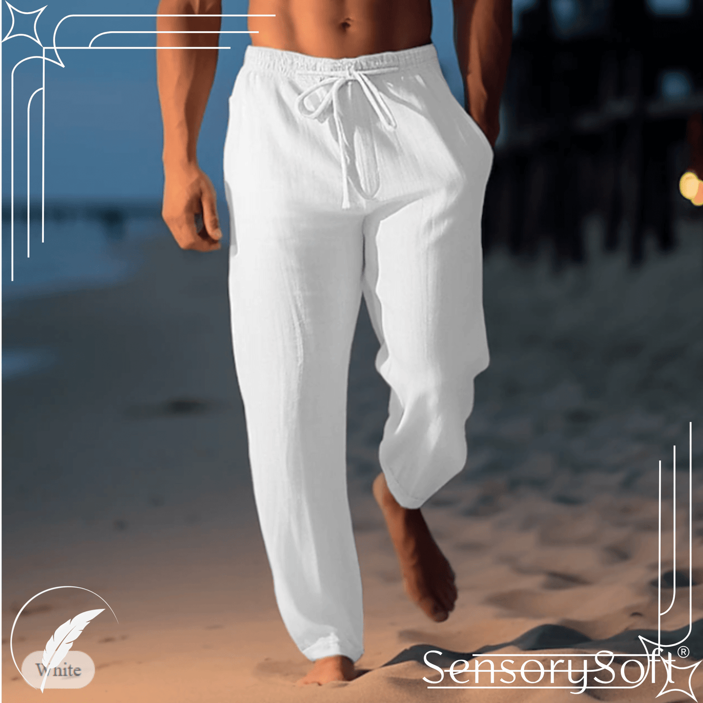 Men's Cotton Linen Long Pants - SensorySoftShop
