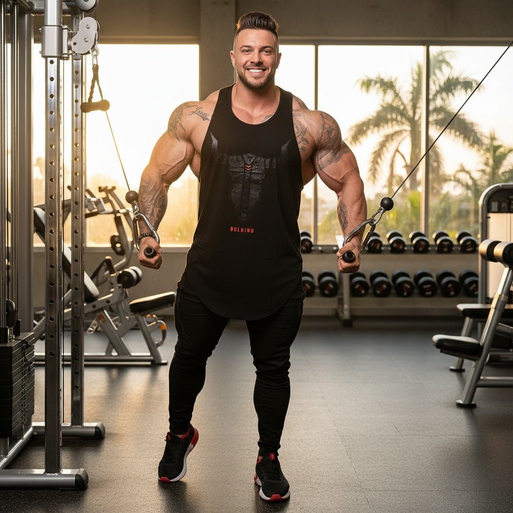 Men's Cotton Muscle Fitness Tank Top - Trendy Design - SensorySoftShop