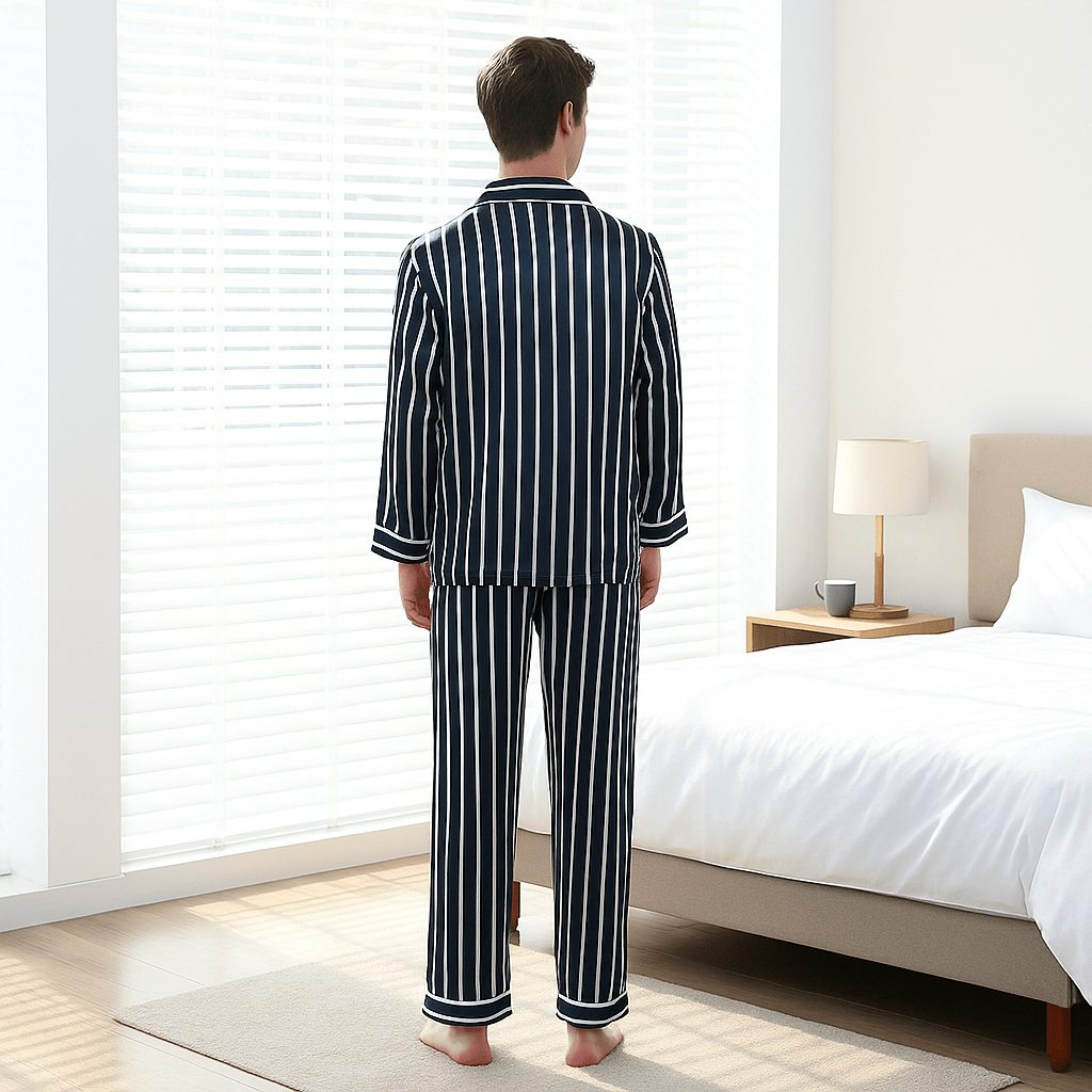 Men's Fall Pajamas in Silk Stripe Design - SensorySoft