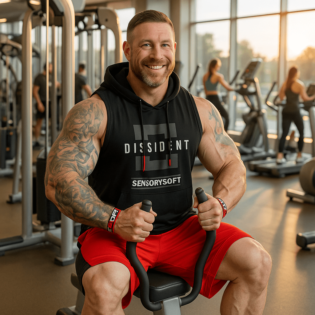 Men's Hooded Sleeveless Fitness Tank Top - Dissident - Against the Grain Gymwear - SensorySoftShop