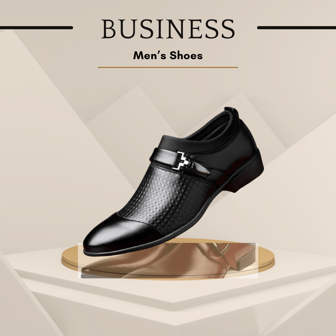 Men’s PU Leather Formal Shoes – Professional Polished in Classic Black - SensorySoft