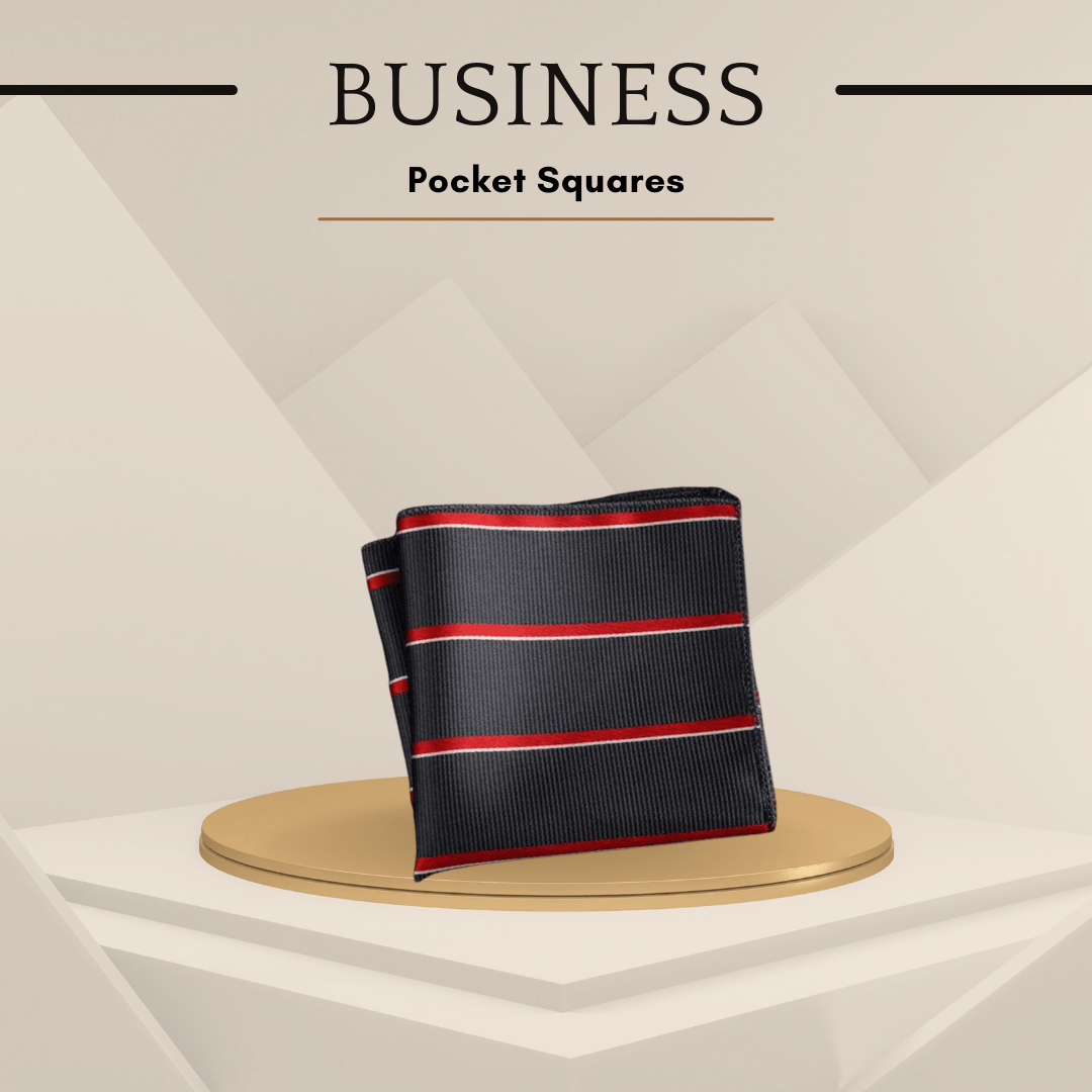 Men's Silk Pocket Squares - No1 Red and Black Striped - SensorySoft