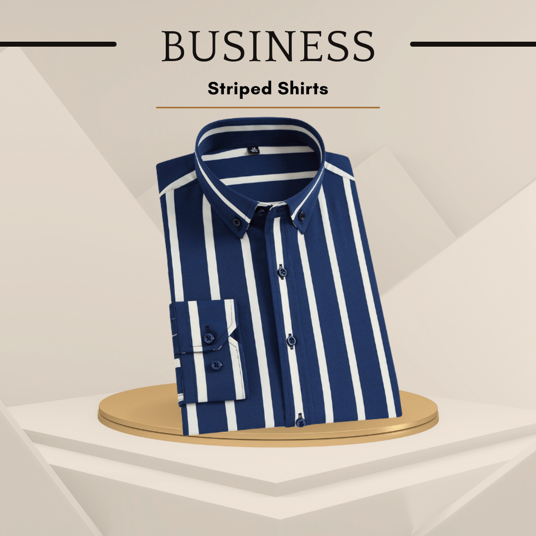Men's Striped Long Sleeve Stretch Shirt for Suits - SensorySoft