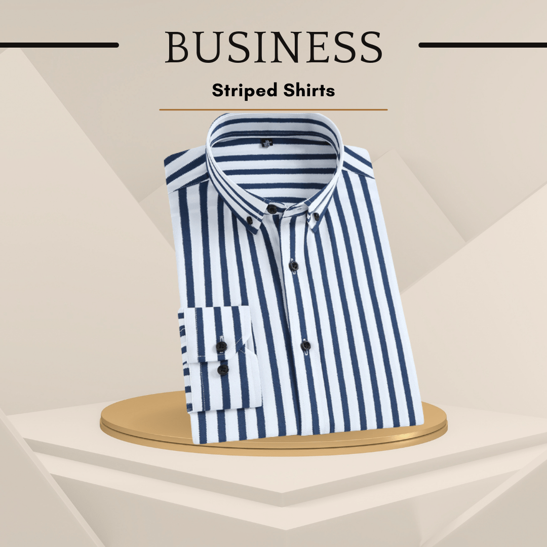 Men's Striped Long Sleeve Stretch Shirt for Suits - SensorySoft