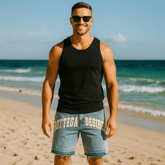 New Fashion Men's Loose Fashion Brand - Retro Alphabet Denim Shorts - SensorySoft