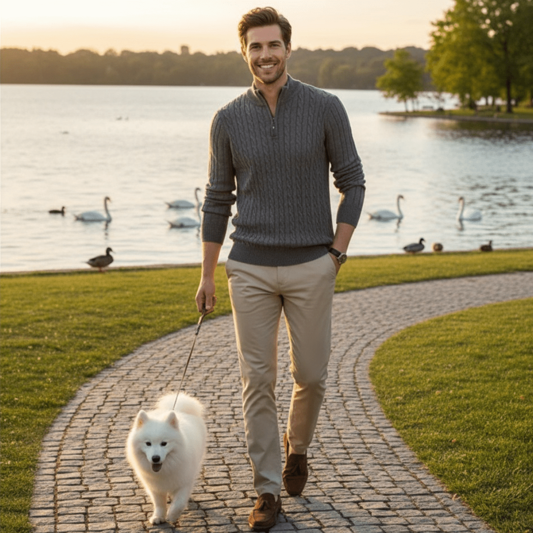 New Men's Solid Color Half Zipper Thick Sweater - SensorySoftShop