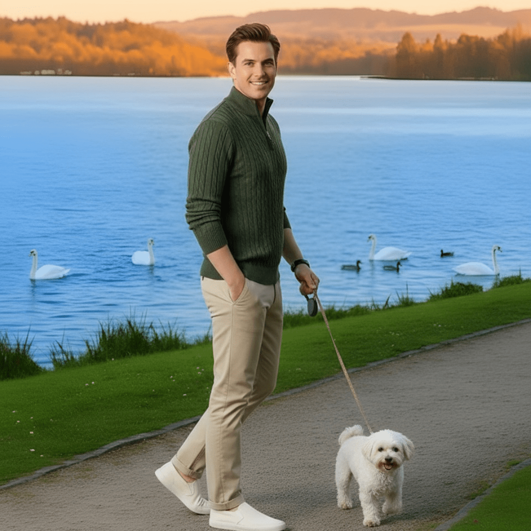 New Men's Solid Color Half Zipper Thick Sweater - SensorySoftShop