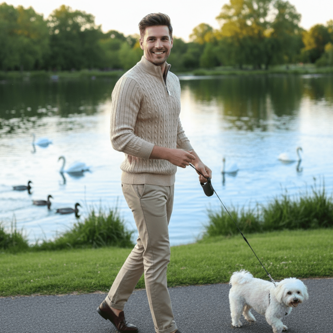 New Men's Solid Color Half Zipper Thick Sweater - SensorySoftShop