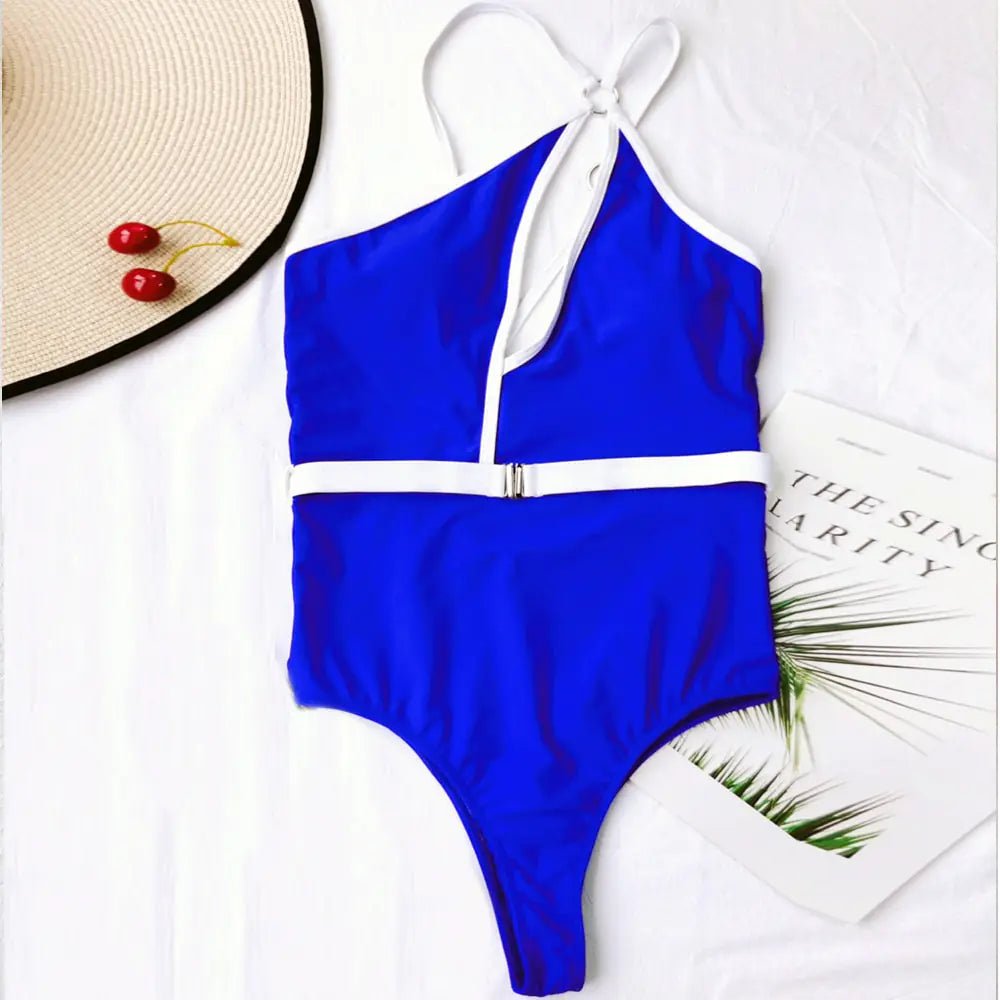 One Shoulder Hollow Out Swimwear - SensorySoft