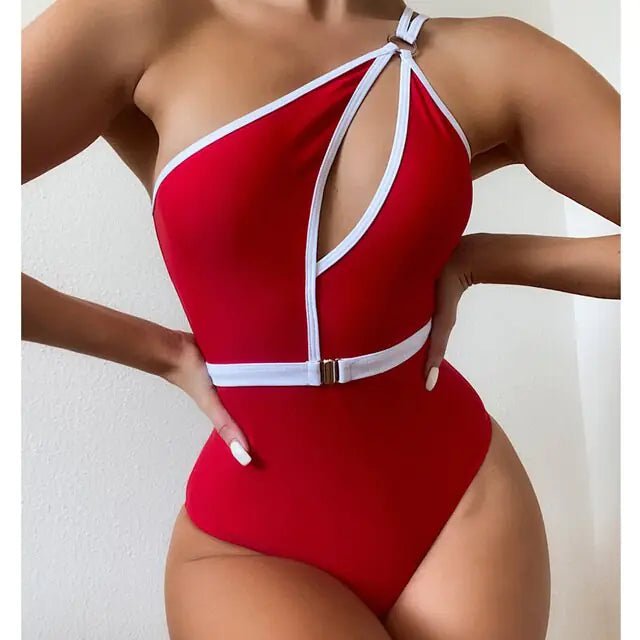 One Shoulder Hollow Out Swimwear - SensorySoft
