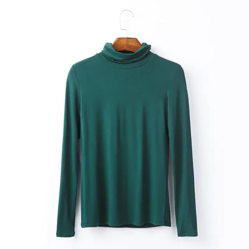 Oversize Women's Long Sleeve High Collar Modal T-shirt - SensorySoft