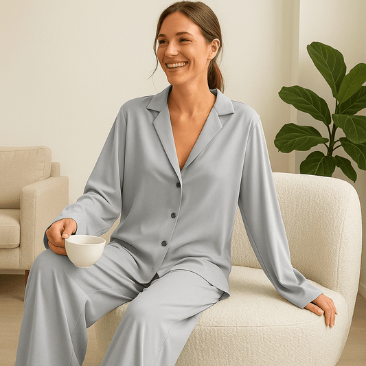 Oversized Silky Satin Lounge to Brunch Leisure Wear Set - SensorySoftShop