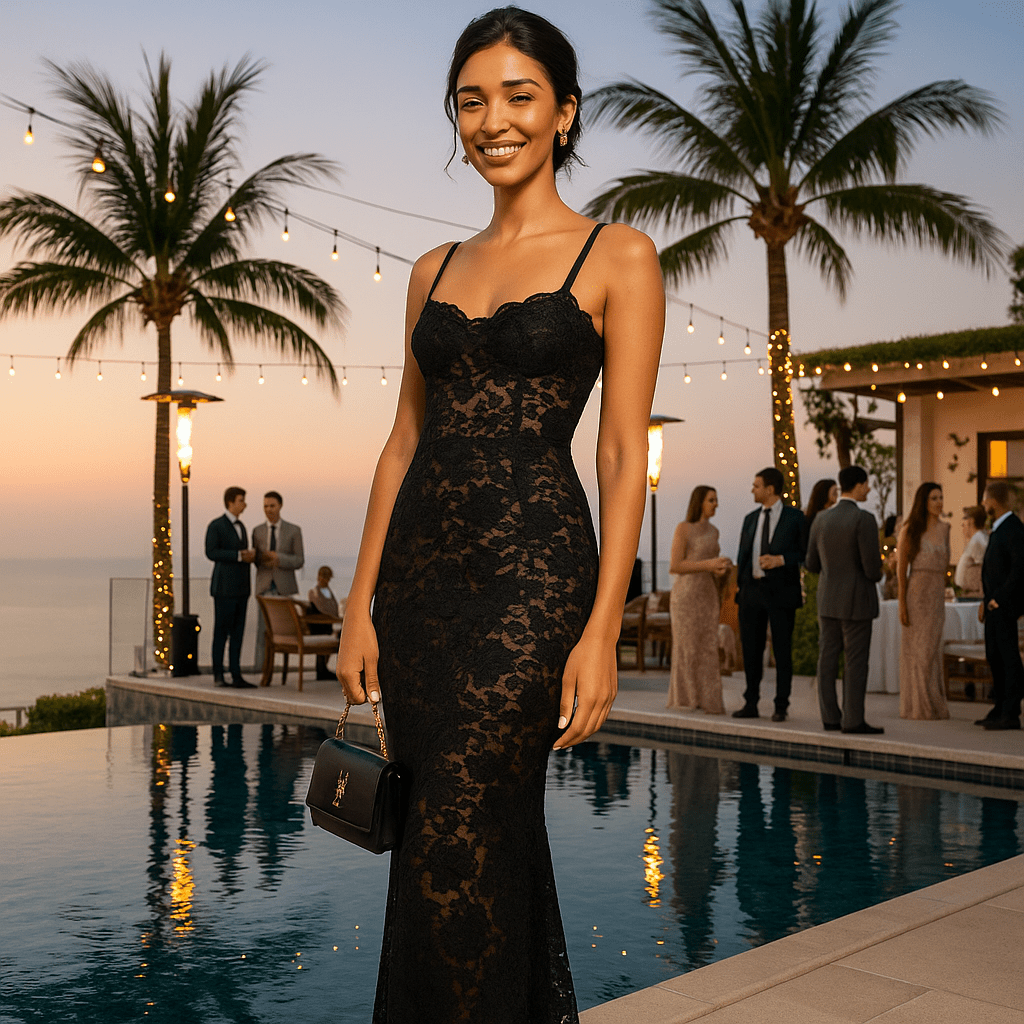 Perspective Lace Dress, Spaghetti Strap Dress, Elegant Lace Dress - SensorySoftShop