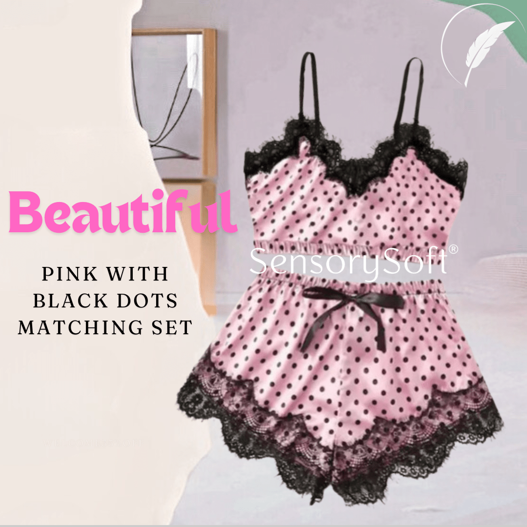 Printed Lace Pajama Set: Elegant Sleepwear - SensorySoftShop
