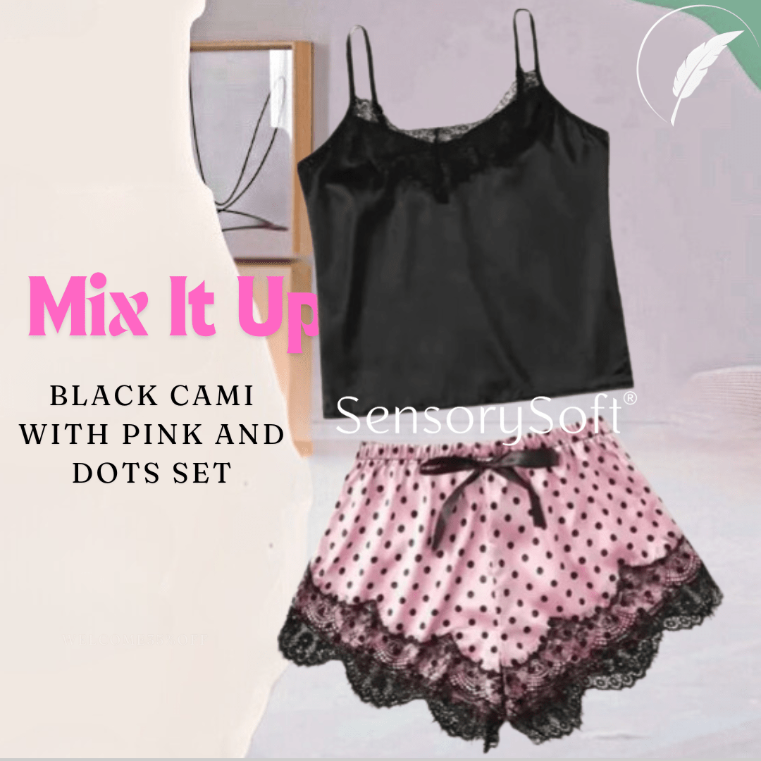 Printed Lace Pajama Set: Elegant Sleepwear - SensorySoftShop