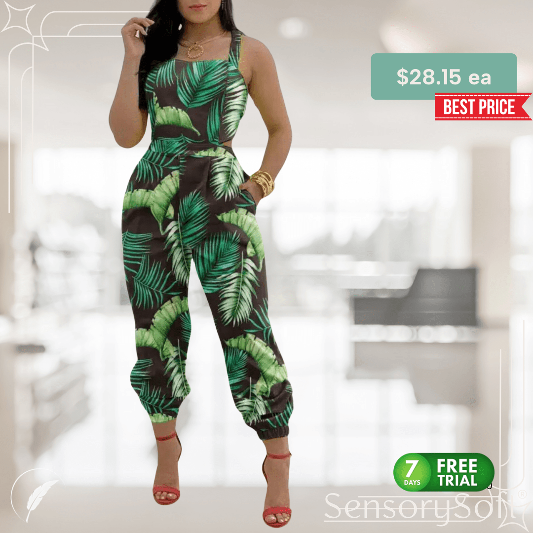 Printed Strapless Jumpsuit with Cutouts - SensorySoft