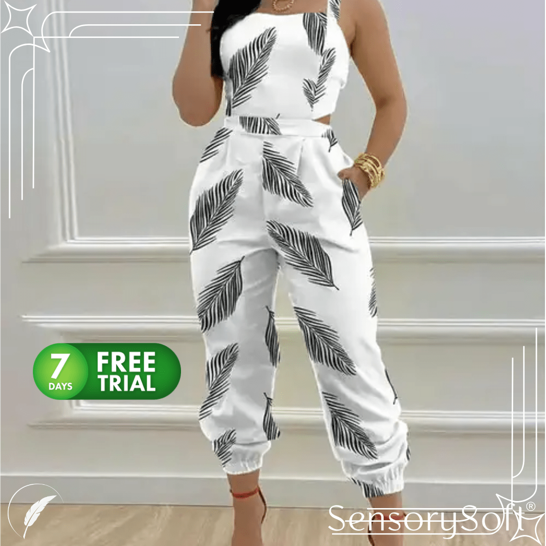 Printed Strapless Jumpsuit with Cutouts - SensorySoft