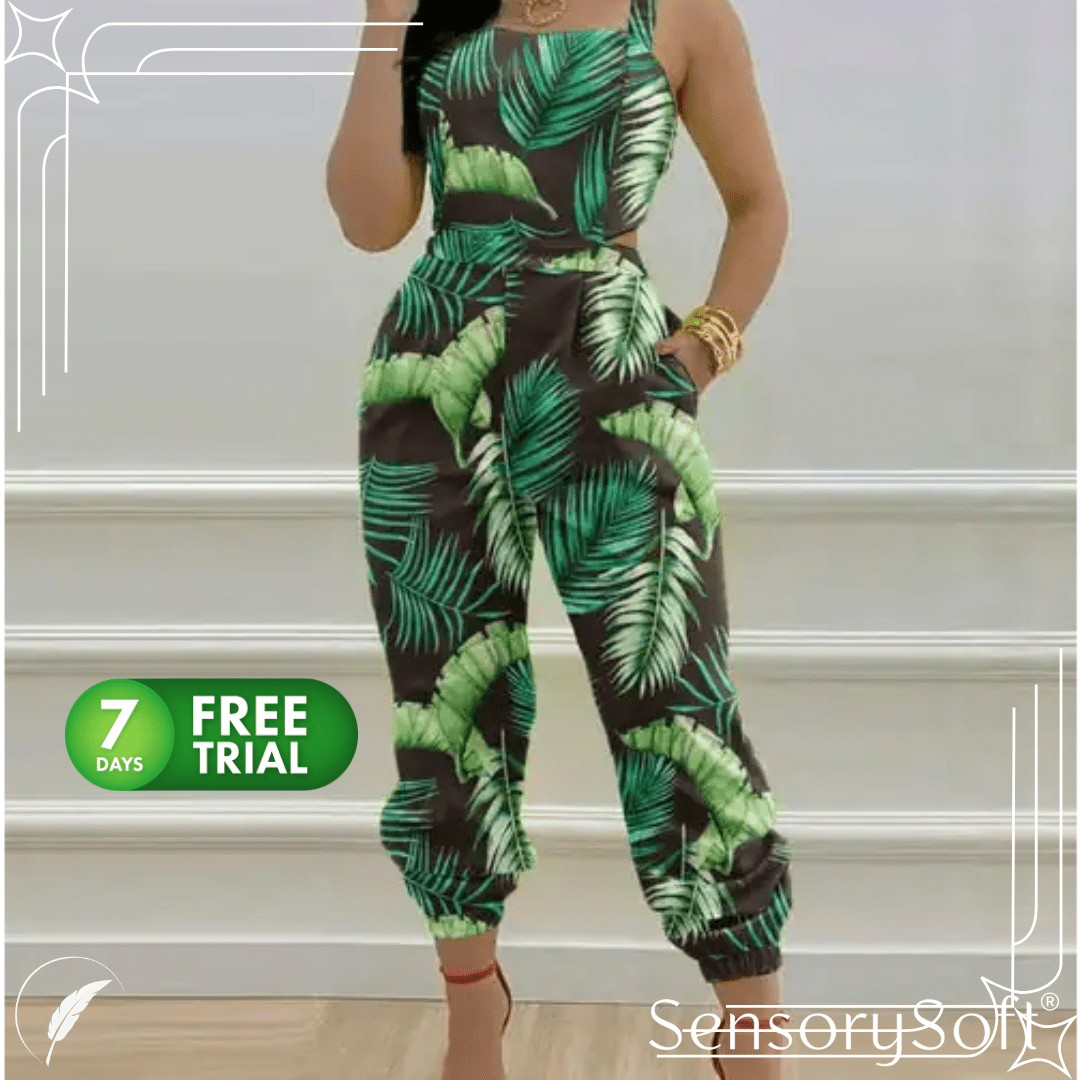 Printed Strapless Jumpsuit with Cutouts - SensorySoft