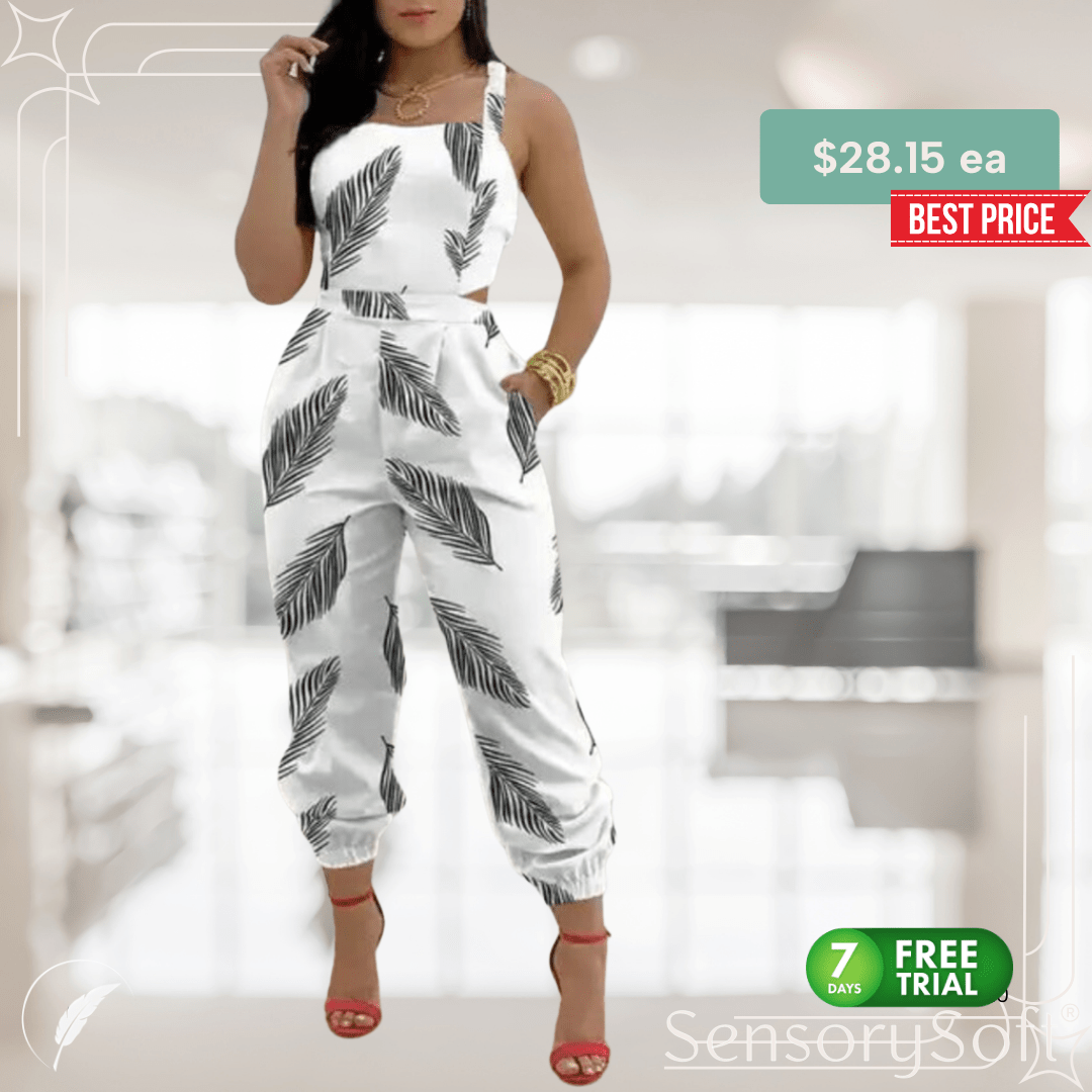 Printed Strapless Jumpsuit with Cutouts - SensorySoft