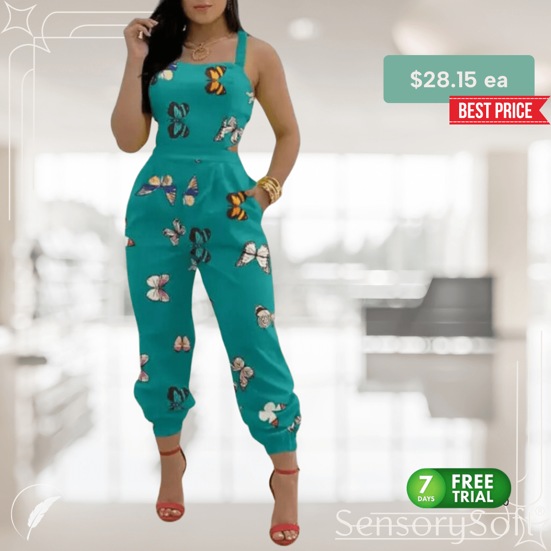Printed Strapless Jumpsuit with Cutouts - SensorySoft