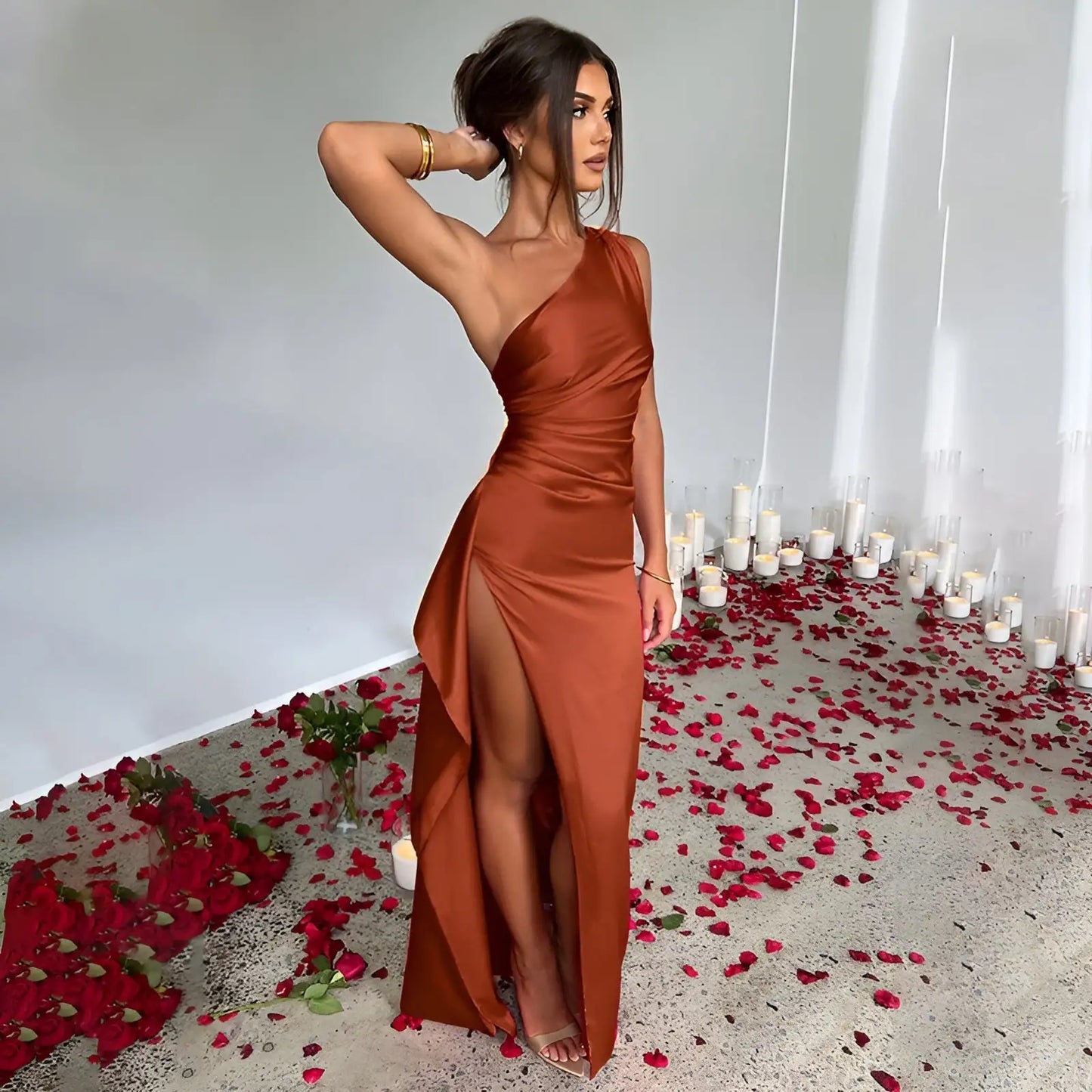 Satin Split Elegance Dress