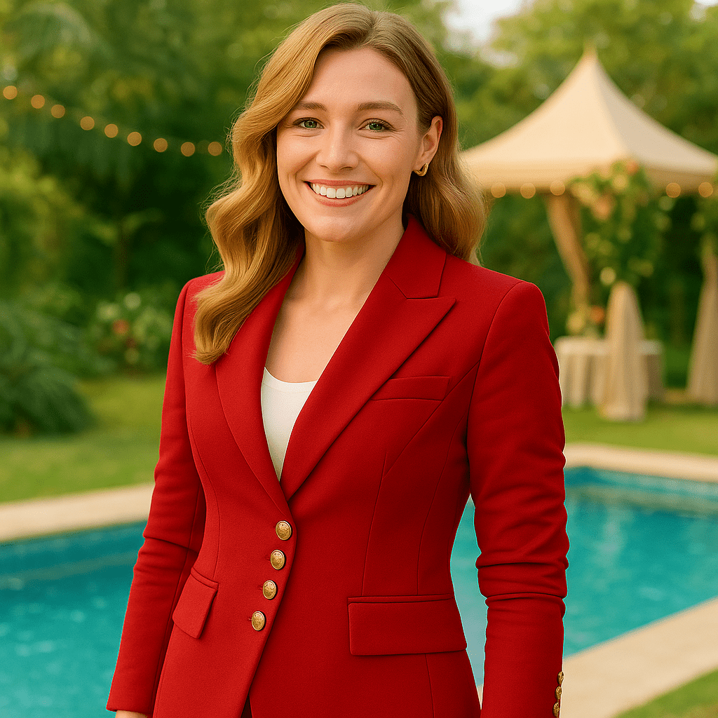 Red Two - Piece Women's Business Suit - SensorySoft