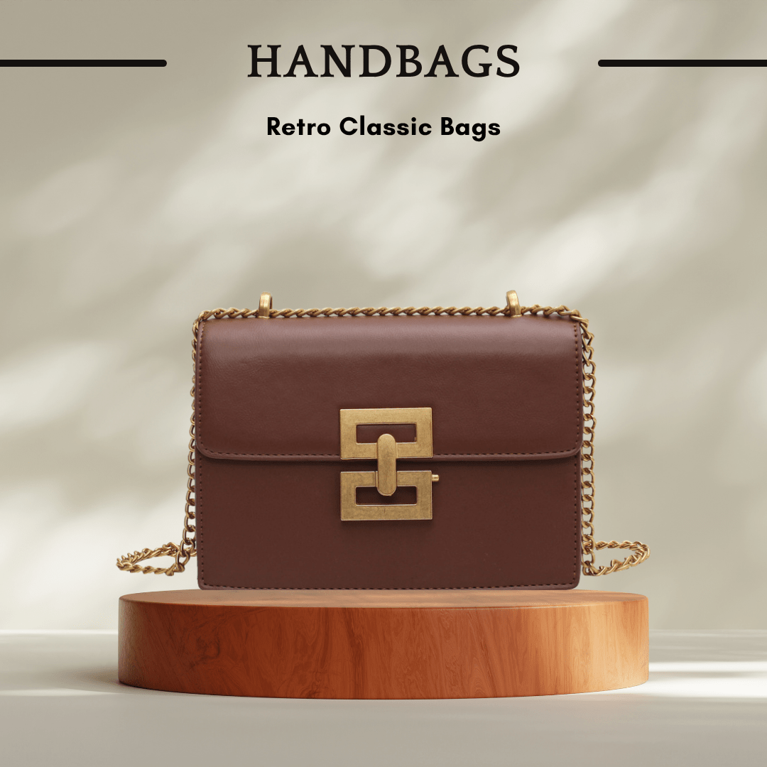 Retro European American Handbags with Chain Detail - Color Bronze - SensorySoft