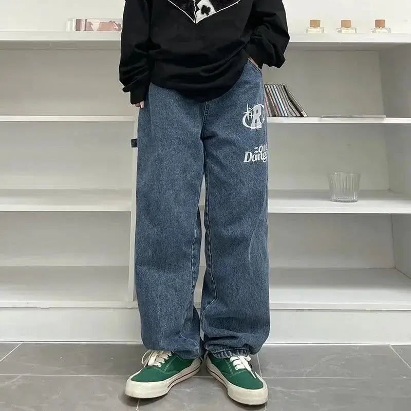 Retro Letter Embroidery Casual Jeans - SensorySoft
