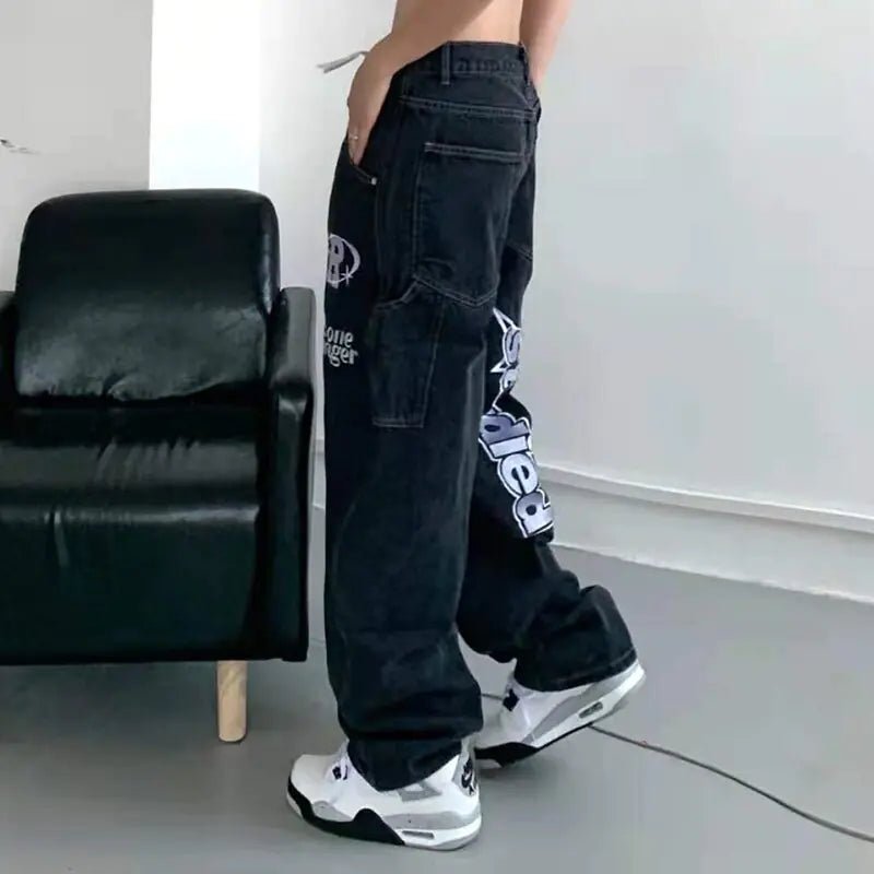 Retro Letter Embroidery Casual Jeans - SensorySoft